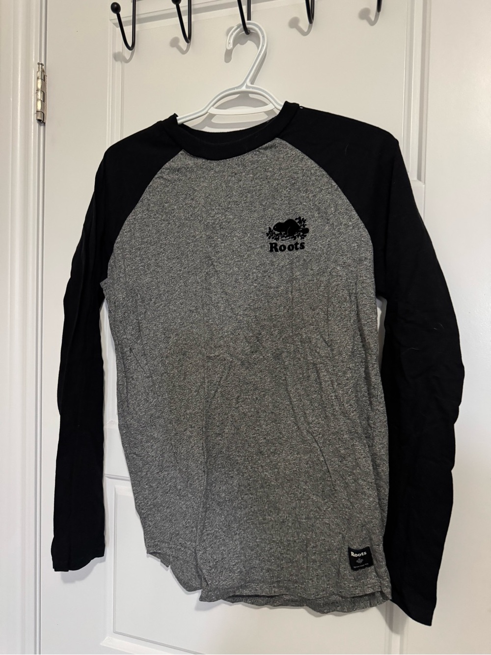 Roots Black & Grey Raglan Long Sleeve Tee Baseball Tee